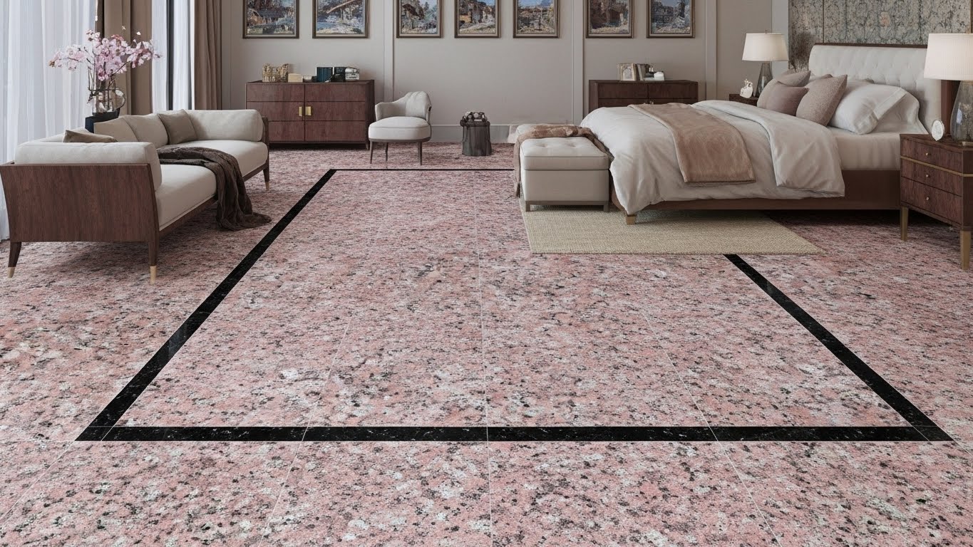 Granite flooring in Indian living room
