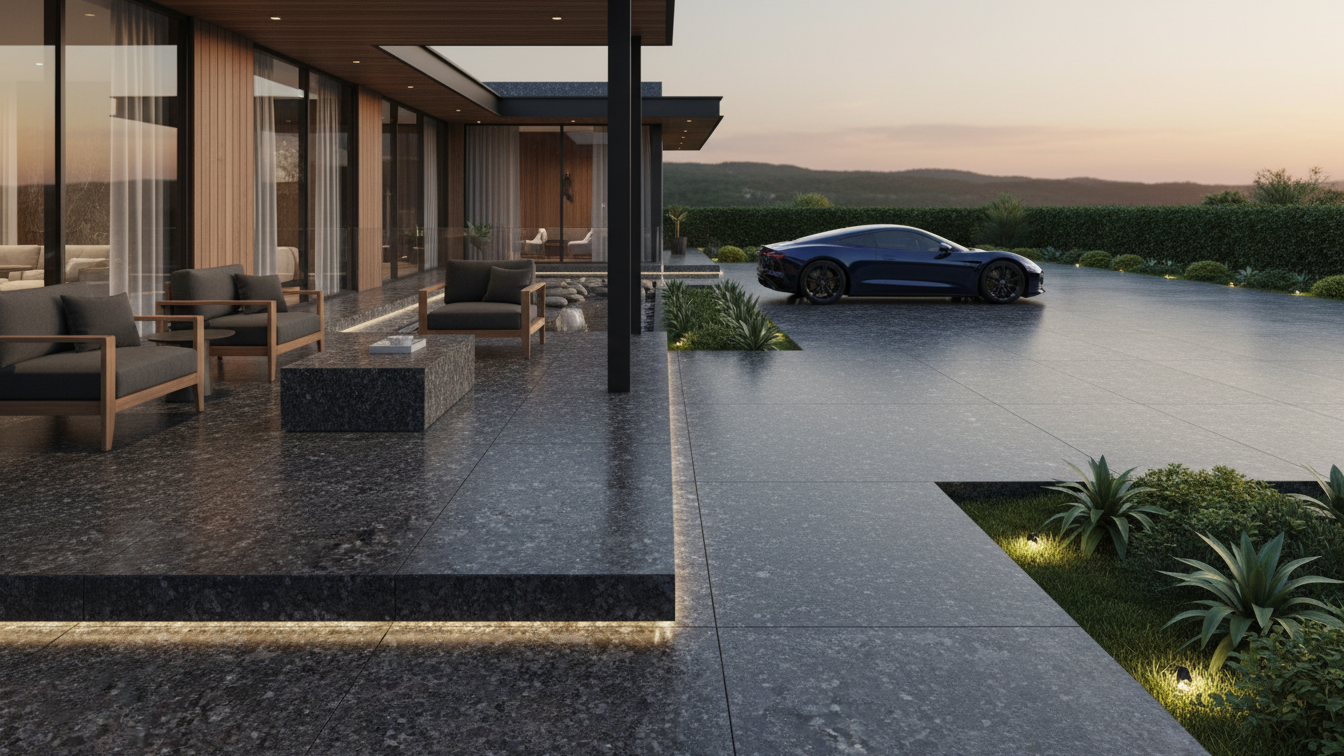 Granite outdoor stairs and garden flooring India