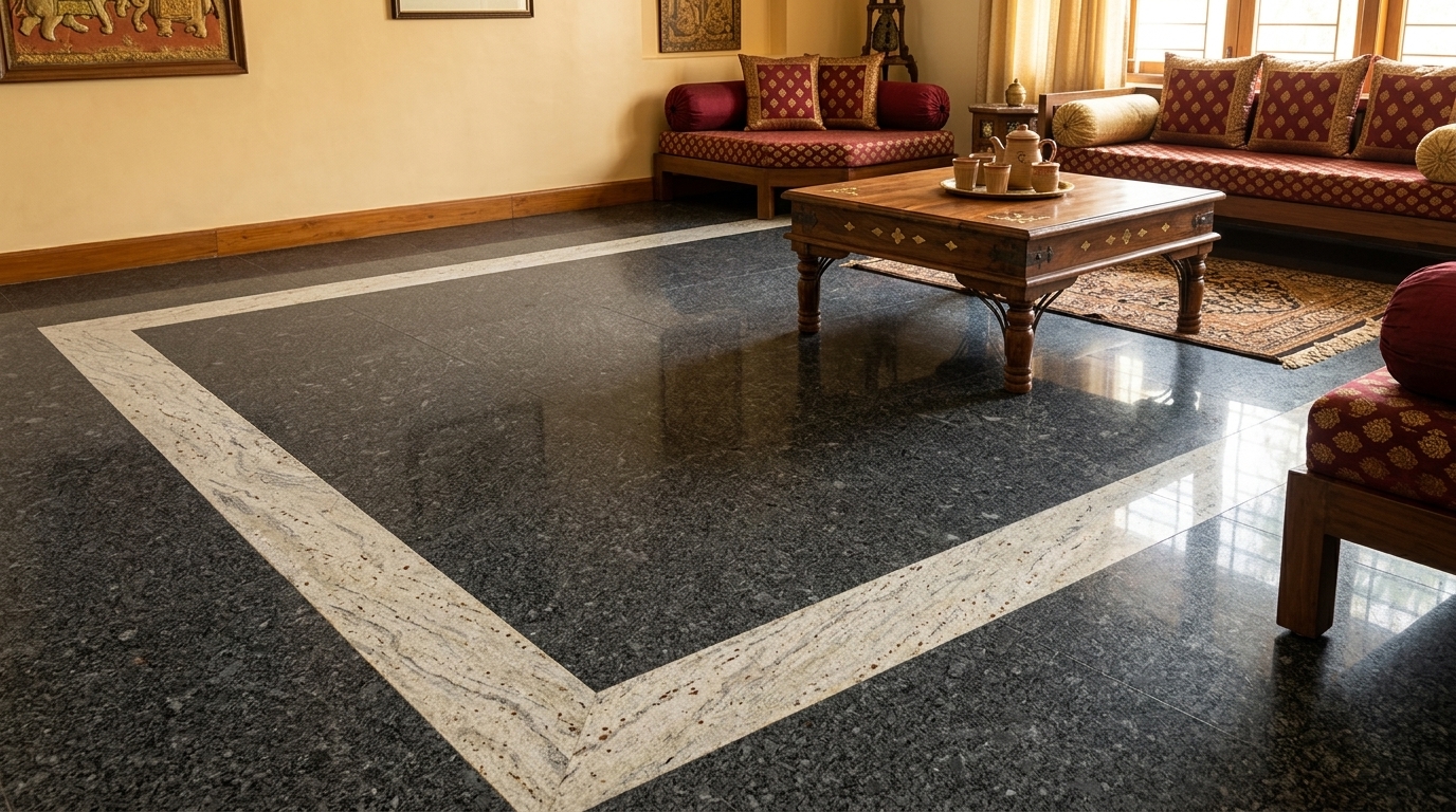 Dark Granite Floor with Light Border