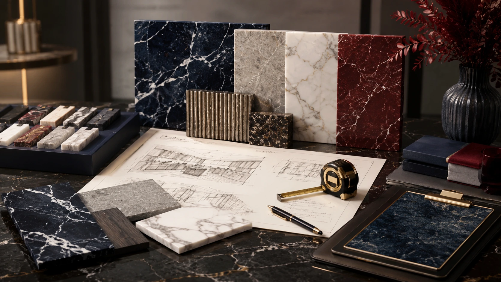 Cut-to-size marble and granite slabs prepared for project dimensions